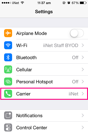 iPhon carrier selection 2