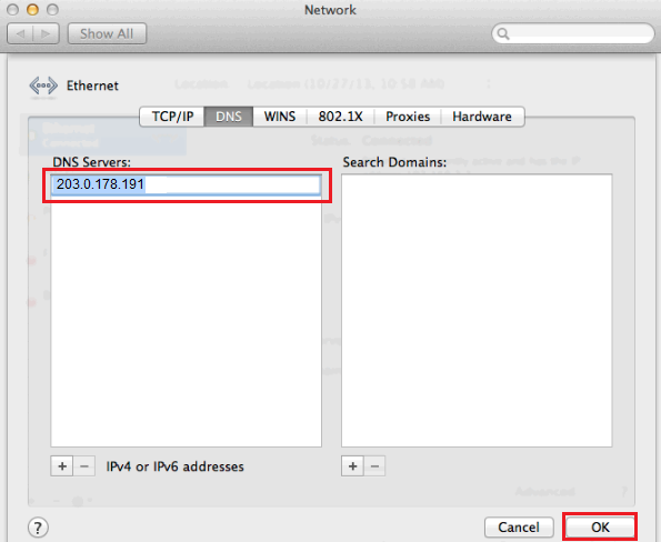 Mac manual DNS 1