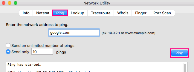 Mac ping test 2