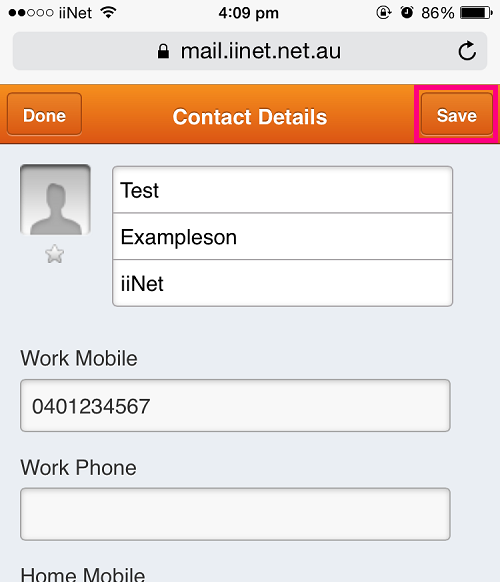 Mobile webmail add contact 5
