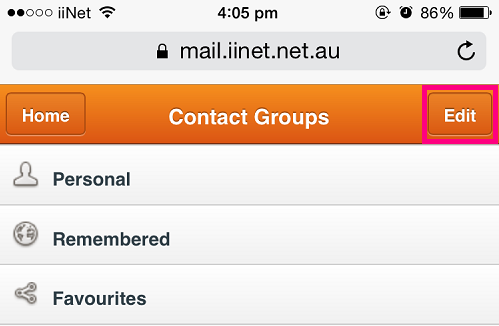 Mobile webmail contact group 3