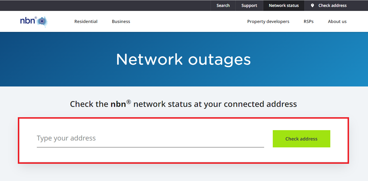 nbn Network Status address checker