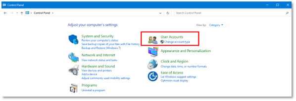 Windows Control Panel - User Accounts