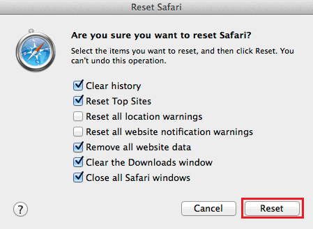 Reset Safari 2