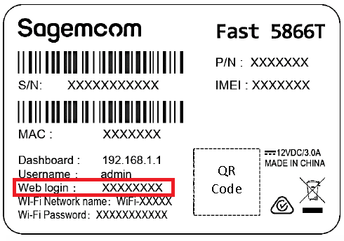 Sagemcom barcode sticker example