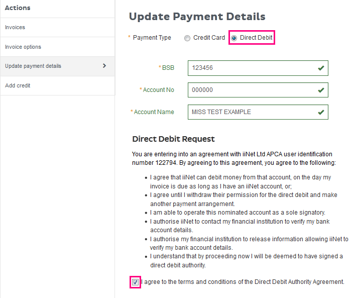 Toolbox payment details 4