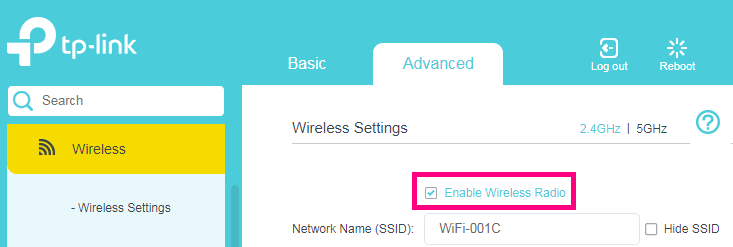 TP-Link VR1600v WiFi settings example