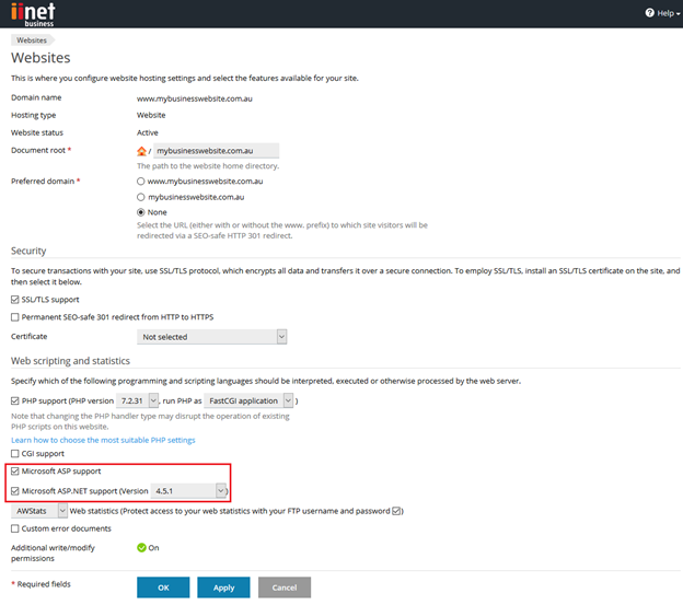 WebHosting Plesk - ASP Support