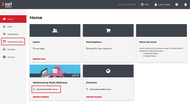 WebHosting Plesk tile