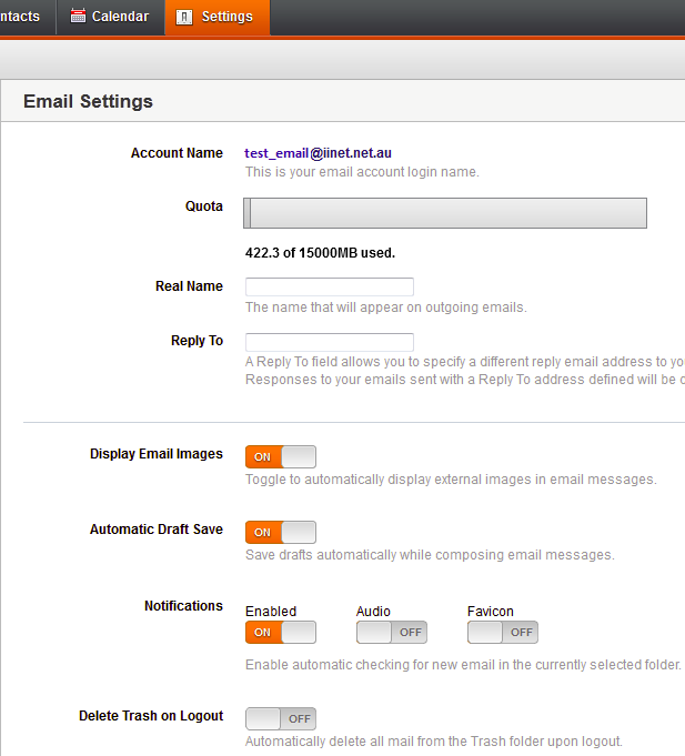 Webmail settings 1